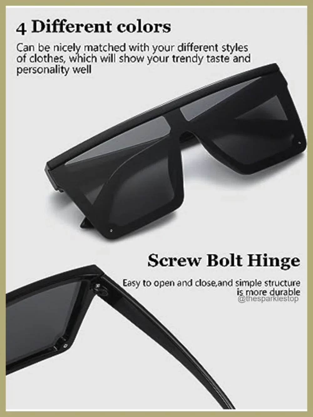 4 Pairs Oversized Flat Top Square Sunglasses Vintage Retro Shade UV Protection